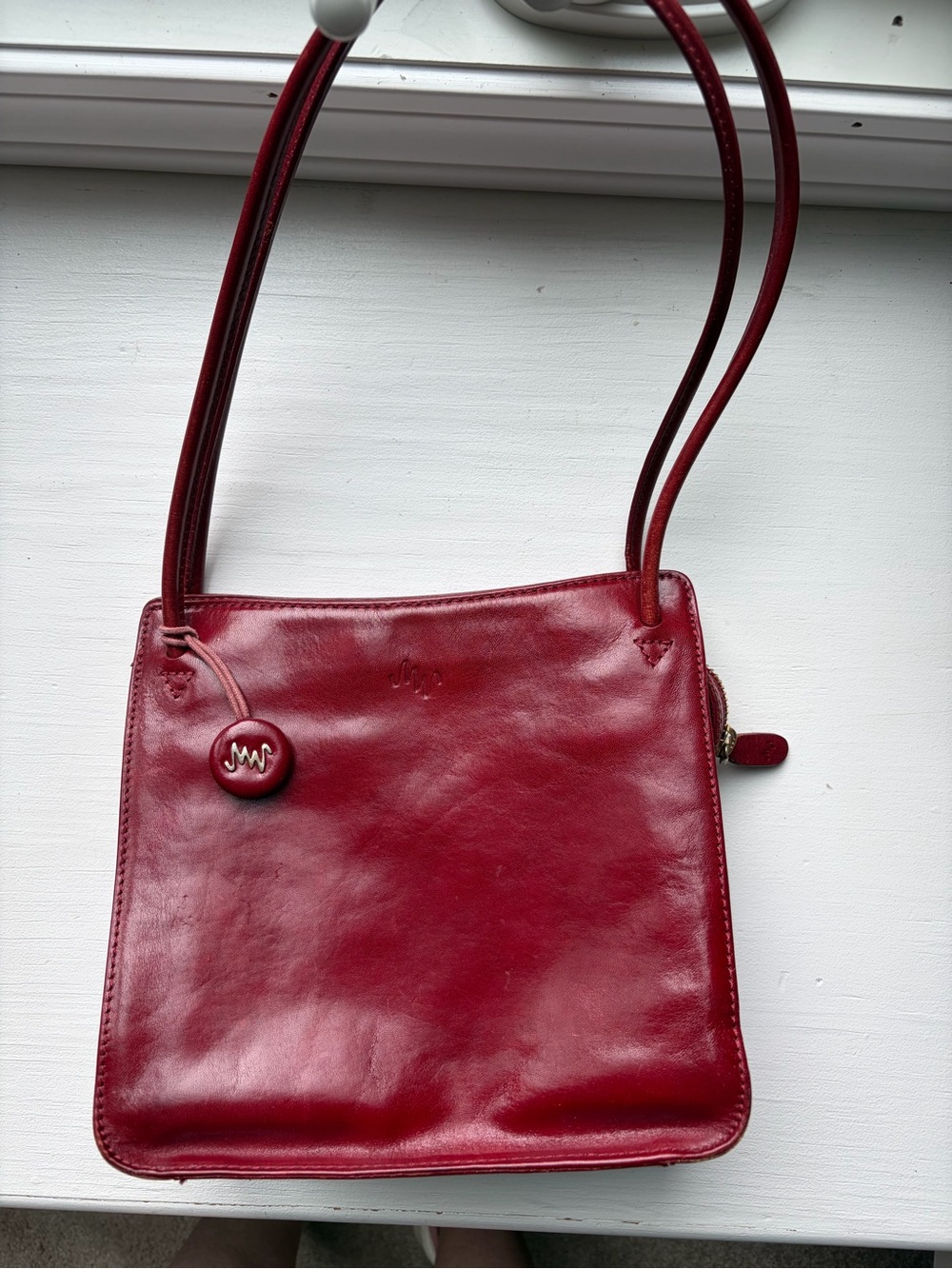 Authentic Women’s Monsac Red Leather Shoulder Bag